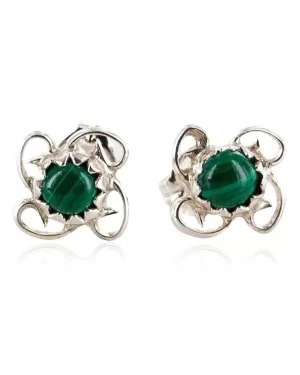 Certified Authentic Navajo .925 Sterling Silver Malachite Stud Native American Earrings 371126150465