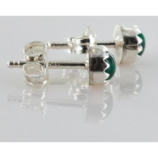 Certified Authentic Navajo .925 Sterling Silver Malachite Stud Native American Earrings 390914364304 All Products 27104-21 390914364304 (by LomaSiiva)