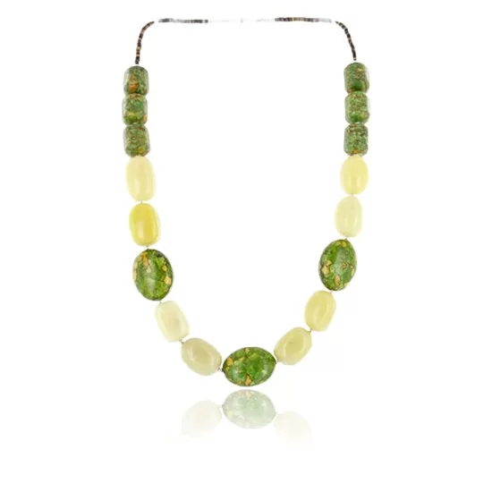 Certified Authentic Navajo .925 Sterling Silver Natural Agate and Gaspeite Native American Necklace 371000092092 Certified Authentic Navajo .925 Sterling Silver Natural Agate and Gaspeite Native American Necklace 371000092092