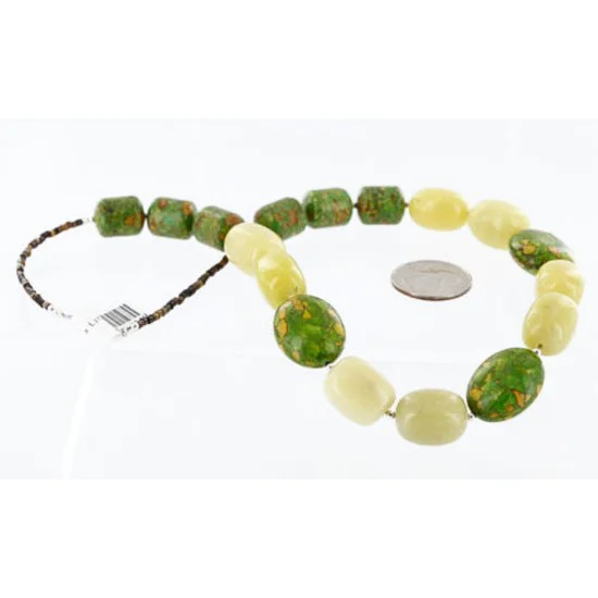 Certified Authentic Navajo .925 Sterling Silver Natural Agate and Gaspeite Native American Necklace 371000092092 Certified Authentic Navajo .925 Sterling Silver Natural Agate and Gaspeite Native American Necklace 371000092092