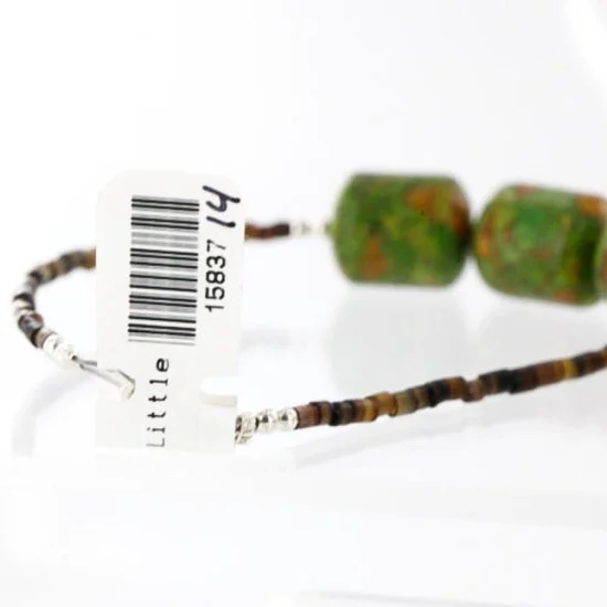 Certified Authentic Navajo .925 Sterling Silver Natural Agate and Gaspeite Native American Necklace 371000092092 Certified Authentic Navajo .925 Sterling Silver Natural Agate and Gaspeite Native American Necklace 371000092092