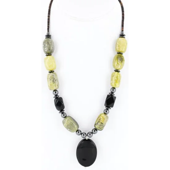 Certified Authentic Navajo .925 Sterling Silver Natural Agate Black Onyx Hematite Native American Necklace 15888-4