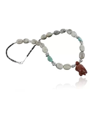 Certified Authentic Navajo .925 Sterling Silver Natural Agate Gold Stone Native American Necklace 370955481097
