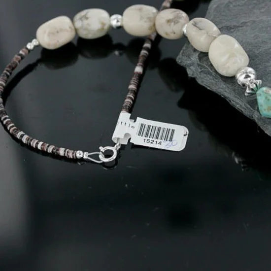 Certified Authentic Navajo .925 Sterling Silver Natural Agate Gold Stone Native American Necklace 370955481097