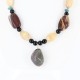 Certified Authentic Navajo .925 Sterling Silver Natural Agate Jasper Black Onyx Native American Necklace 15813-7