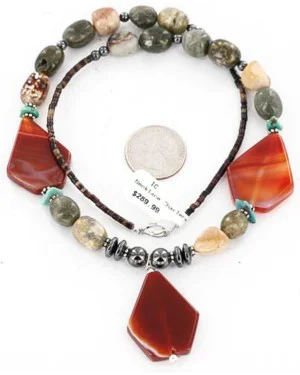 Certified Authentic Navajo .925 Sterling Silver Natural Agate Turquoise Carnelian Native American Necklace 390823971979 Certified Authentic Navajo .925 Sterling Silver Natural Agate Turquoise Carnelian Native American Necklace 390823971979