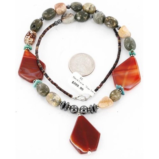 Certified Authentic Navajo .925 Sterling Silver Natural Agate Turquoise Carnelian Native American Necklace 390823971979 Certified Authentic Navajo .925 Sterling Silver Natural Agate Turquoise Carnelian Native American Necklace 390823971979