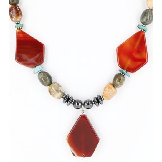 Certified Authentic Navajo .925 Sterling Silver Natural Agate Turquoise Carnelian Native American Necklace 390823971979 Certified Authentic Navajo .925 Sterling Silver Natural Agate Turquoise Carnelian Native American Necklace 390823971979