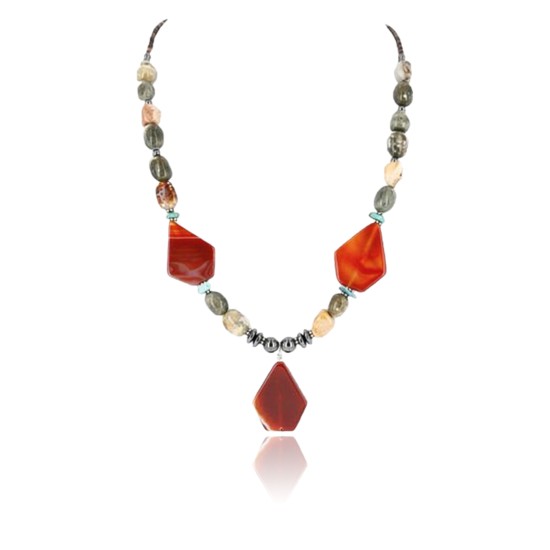 Certified Authentic Navajo .925 Sterling Silver Natural Agate Turquoise Carnelian Native American Necklace 390823971979 Certified Authentic Navajo .925 Sterling Silver Natural Agate Turquoise Carnelian Native American Necklace 390823971979
