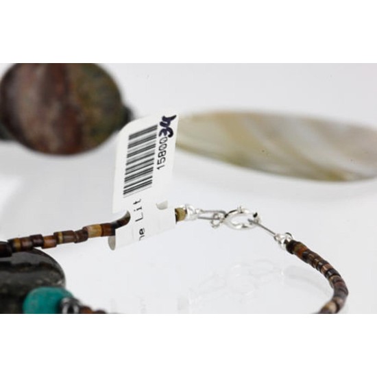 Certified Authentic Navajo .925 Sterling Silver Natural Agate Turquoise Jasper Native American Necklace 15800-34