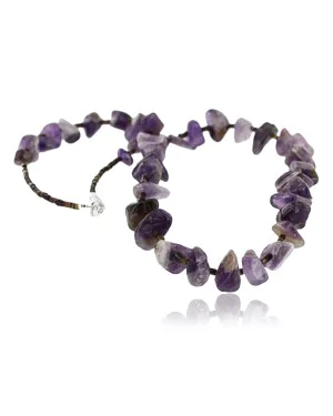 Navajo .925 Sterling Silver Natural Amethyst Heishi Necklace 15824-17