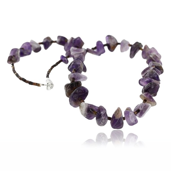 Navajo .925 Sterling Silver Natural Amethyst Heishi Necklace 15824-17 Navajo .925 Sterling Silver Natural Amethyst Heishi Necklace 15824-17