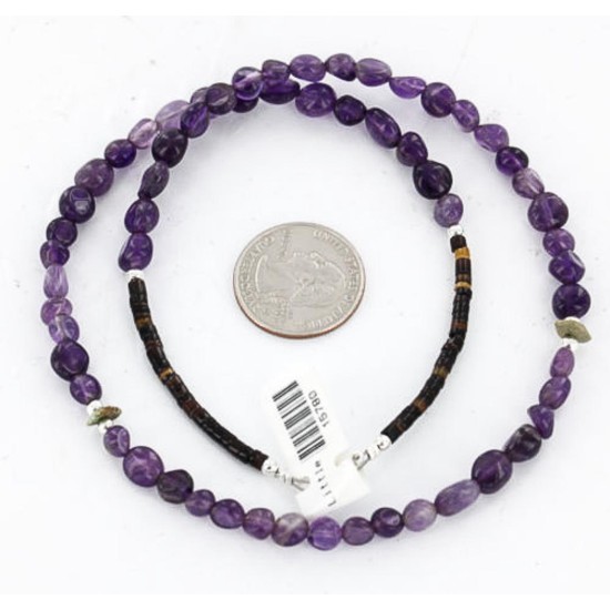Navajo .925 Sterling Silver Turquoise Amethyst Necklace 15780-12 Navajo .925 Sterling Silver Turquoise Amethyst Necklace 15780-12