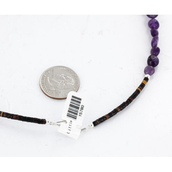 Navajo .925 Sterling Silver Turquoise Amethyst Necklace 15780-12 Navajo .925 Sterling Silver Turquoise Amethyst Necklace 15780-12