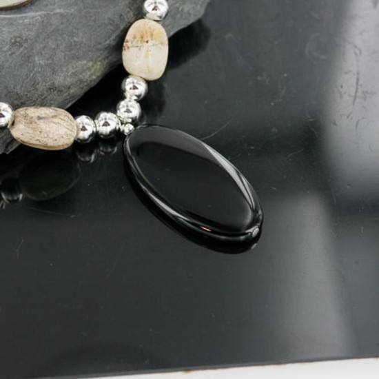 Certified Authentic Navajo .925 Sterling Silver Natural BOULDER Turquoise and Onyx Native American Necklace 15213-20 Certified Authentic Navajo .925 Sterling Silver Natural BOULDER Turquoise and Onyx Native American Necklace 15213-20
