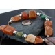 Certified Authentic Navajo .925 Sterling Silver Natural Carnelian Jasper Turquoise Native American Necklace 15824-6