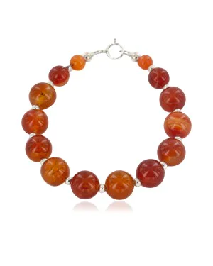 Navajo .925 Sterling Silver Natural Carnelian Bracelet 12742-205 Navajo .925 Sterling Silver Natural Carnelian Bracelet 12742-205