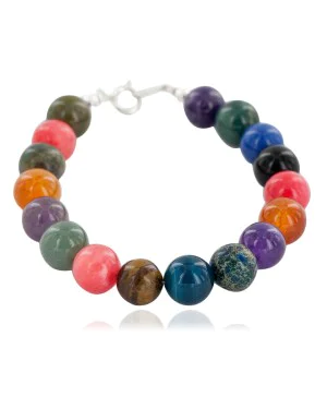 Certified Authentic Navajo .925 Sterling Silver Natural Carnelian Tigers Eye Amethyst Jade Native American Bracelet 13038-21 Certified Authentic Navajo .925 Sterling Silver Natural Carnelian Tigers Eye Amethyst Jade Native American Bracelet 13038-21
