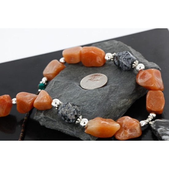 Certified Authentic Navajo .925 Sterling Silver Natural Carnelian Turquoise Jasper Native American Necklace 15768-10 Certified Authentic Navajo .925 Sterling Silver Natural Carnelian Turquoise Jasper Native American Necklace 15768-10