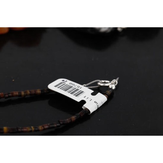 Certified Authentic Navajo .925 Sterling Silver Natural Carnelian Turquoise Jasper Native American Necklace 15768-10 Certified Authentic Navajo .925 Sterling Silver Natural Carnelian Turquoise Jasper Native American Necklace 15768-10