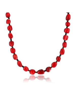 Certified Authentic Navajo .925 Sterling Silver Natural Coral 1 strand Native American Necklace 371052409945