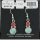 Certified Authentic Navajo .925 Sterling Silver Natural Coral and Turquoise Hoop Native American Earrings 371041763023