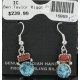 Certified Authentic Navajo .925 Sterling Silver Natural Coral and Turquoise Hoop Native American Earrings 390725997710
