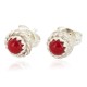 Certified Authentic Navajo .925 Sterling Silver Natural Coral Native American Stud Earrings  27228-3