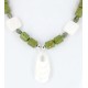 Certified Authentic Navajo .925 Sterling Silver Natural Gaspeite and Mother of Pearl Native American Necklace 390842127072