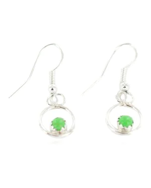 Certified Authentic Navajo .925 Sterling Silver Natural Gaspeite Native American Dangle Earrings 27226-3