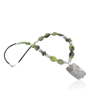 Certified Authentic Navajo .925 Sterling Silver Natural Gaspeite Turquoise Agate Native American Necklace 390686963675