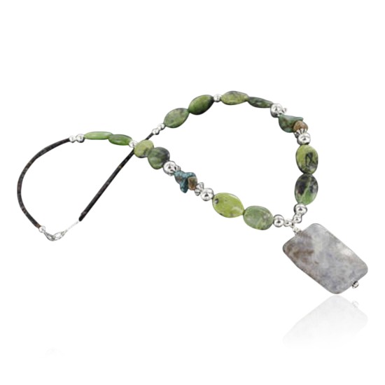 Certified Authentic Navajo .925 Sterling Silver Natural Gaspeite Turquoise Agate Native American Necklace 390686963675 Certified Authentic Navajo .925 Sterling Silver Natural Gaspeite Turquoise Agate Native American Necklace 390686963675