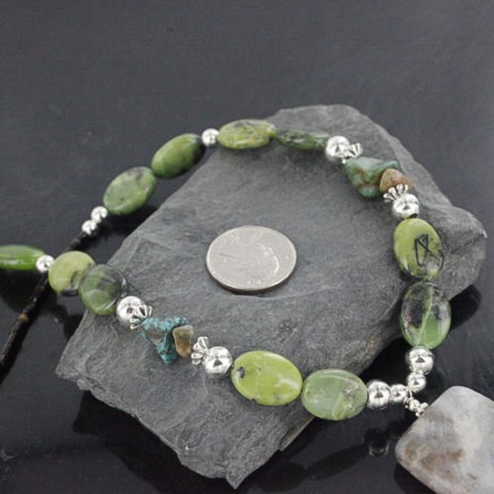 Certified Authentic Navajo .925 Sterling Silver Natural Gaspeite Turquoise Agate Native American Necklace 390686963675 Certified Authentic Navajo .925 Sterling Silver Natural Gaspeite Turquoise Agate Native American Necklace 390686963675
