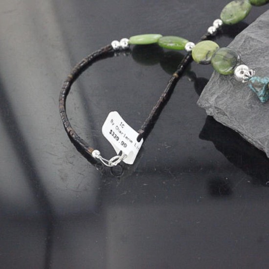 Certified Authentic Navajo .925 Sterling Silver Natural Gaspeite Turquoise Agate Native American Necklace 390686963675 Certified Authentic Navajo .925 Sterling Silver Natural Gaspeite Turquoise Agate Native American Necklace 390686963675