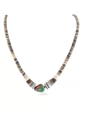 Certified Authentic Navajo .925 Sterling Silver Natural Graduated Heishi Turquoise Native American Necklace 7501008-710