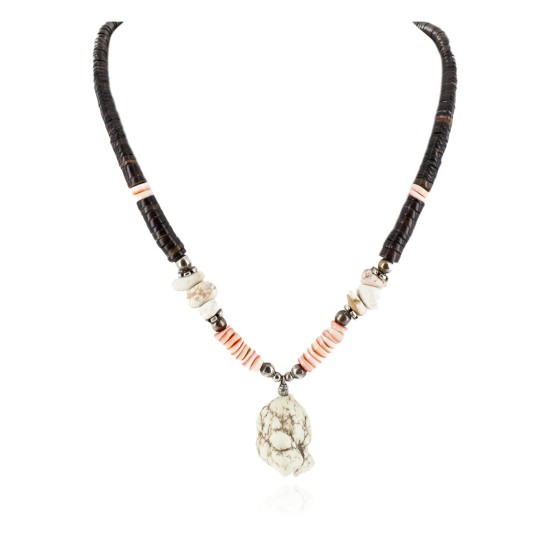 Certified Authentic Navajo .925 Sterling Silver Natural Graduated Heishi White Howlite Native American Necklace 15364-53 Certified Authentic Navajo .925 Sterling Silver Natural Graduated Heishi White Howlite Native American Necklace 15364-53