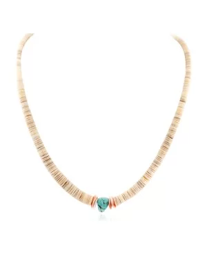 Certified Authentic Navajo .925 Sterling Silver Natural Graduated Melon Shell Native American Necklace 17081-2
