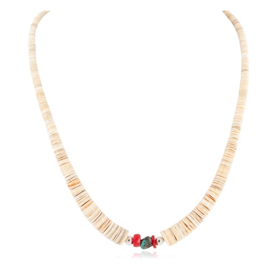 Certified Authentic Navajo .925 Sterling Silver Natural Graduated Melon Shell Turquoise Coral Native American Necklace 7501014-1 Certified Authentic Navajo .925 Sterling Silver Natural Graduated Melon Shell Turquoise Coral Native American Necklace 7501014-1