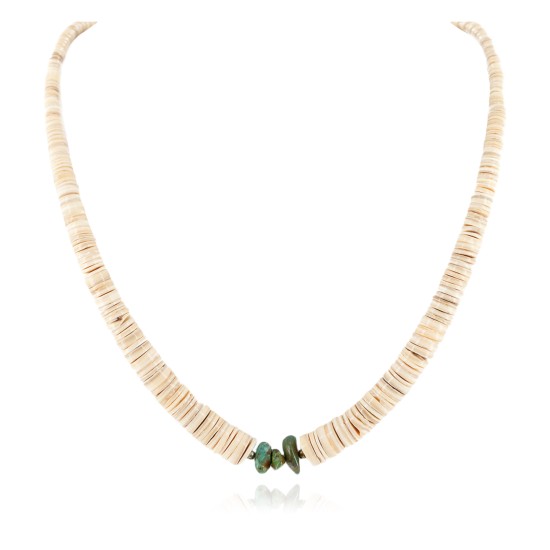 Certified Authentic Navajo .925 Sterling Silver Natural Graduated Melon Shell Turquoise Native American Necklace 15562-57 Certified Authentic Navajo .925 Sterling Silver Natural Graduated Melon Shell Turquoise Native American Necklace 15562-57