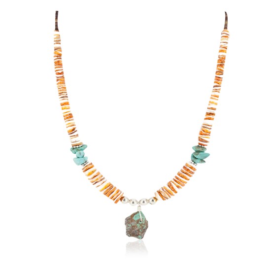 Certified Authentic Navajo .925 Sterling Silver Natural Graduated Melon Shell Turquoise Native American Necklace 16061-3 Certified Authentic Navajo .925 Sterling Silver Natural Graduated Melon Shell Turquoise Native American Necklace 16061-3