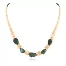 Certified Authentic Navajo .925 Sterling Silver Natural Graduated Melon Shell Turquoise Native American Necklace 7501008-2