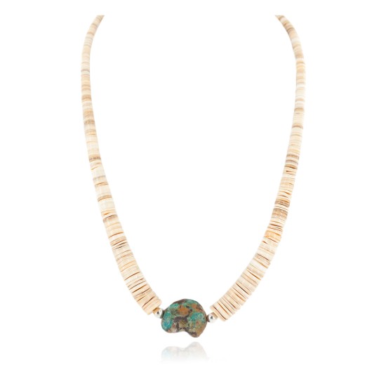 Certified Authentic Navajo .925 Sterling Silver Natural Graduated Melon Shell Turquoise Native American Necklace 7501013-2 Certified Authentic Navajo .925 Sterling Silver Natural Graduated Melon Shell Turquoise Native American Necklace 7501013-2