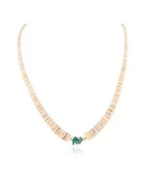 Certified Authentic Navajo .925 Sterling Silver Natural Graduated Melon Shell Turquoise Native American Necklace 7501014-2