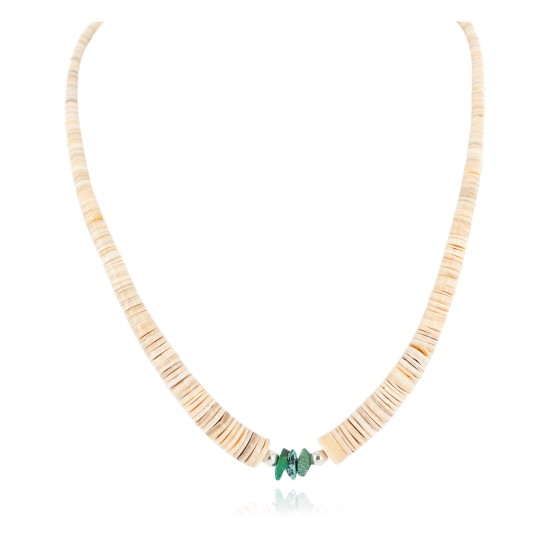 Certified Authentic Navajo .925 Sterling Silver Natural Graduated Melon Shell Turquoise Native American Necklace 7501014-2 Certified Authentic Navajo .925 Sterling Silver Natural Graduated Melon Shell Turquoise Native American Necklace 7501014-2