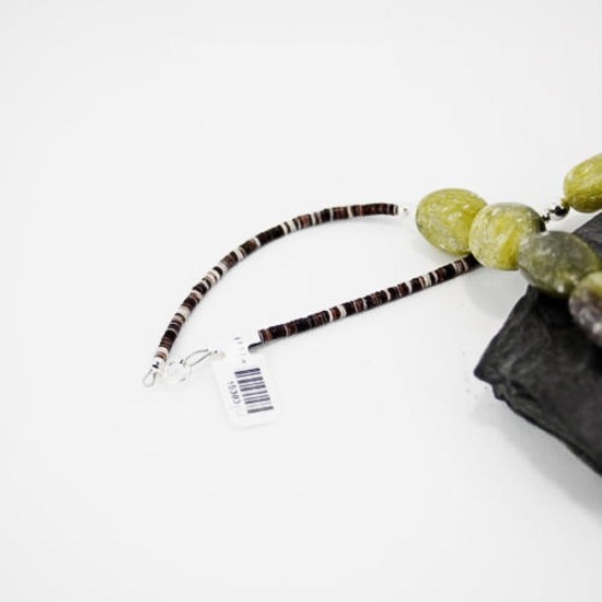 Navajo .925 Sterling Silver Natural Green Agate Black Onyx Native American Necklace 15799-11 Navajo .925 Sterling Silver Natural Green Agate Black Onyx Native American Necklace 15799-11