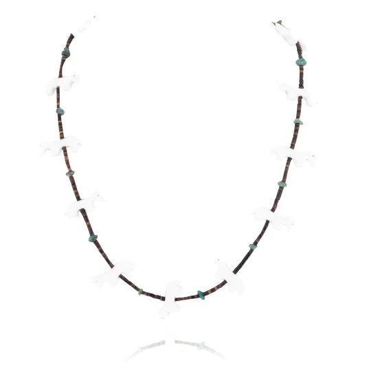 Certified Authentic Navajo .925 Sterling Silver Natural Heishi Turquoise Alabaster Native American Necklace 25216-2 Certified Authentic Navajo .925 Sterling Silver Natural Heishi Turquoise Alabaster Native American Necklace 25216-2