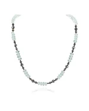 Certified Authentic Navajo .925 Sterling Silver Natural Hematite and Blue Quartz Native American Necklace 15388-1