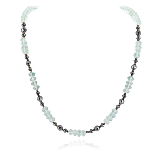 Certified Authentic Navajo .925 Sterling Silver Natural Hematite and Blue Quartz Native American Necklace 15388-1 Certified Authentic Navajo .925 Sterling Silver Natural Hematite and Blue Quartz Native American Necklace 15388-1
