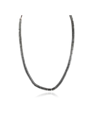 Certified Authentic Navajo .925 Sterling Silver Natural Hematite Native American Necklace 15435