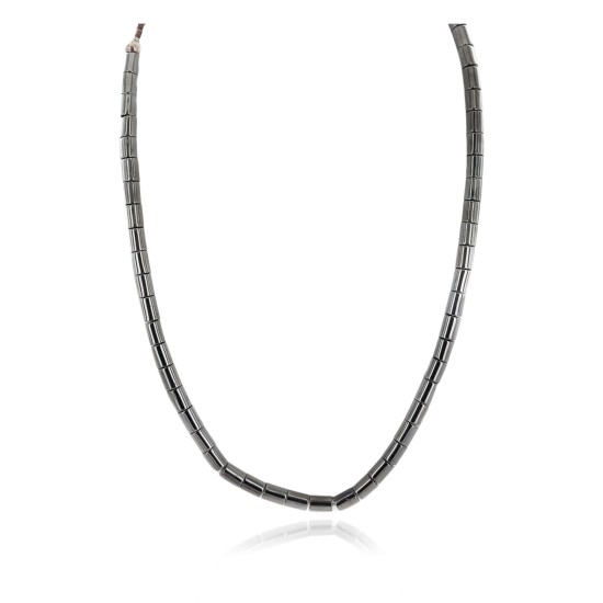 Certified Authentic Navajo .925 Sterling Silver Natural Hematite Native American Necklace 15435
